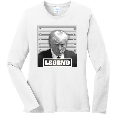 Trump 2024 Mugshot President Legend Ladies Long Sleeve Shirt