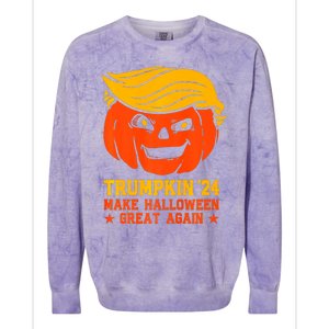 Trumpkin 24 Make Halloween Great Again Funny Trump 2024 Design Colorblast Crewneck Sweatshirt