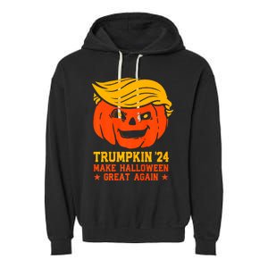 Trumpkin 24 Make Halloween Great Again Funny Trump 2024 Design Garment-Dyed Fleece Hoodie