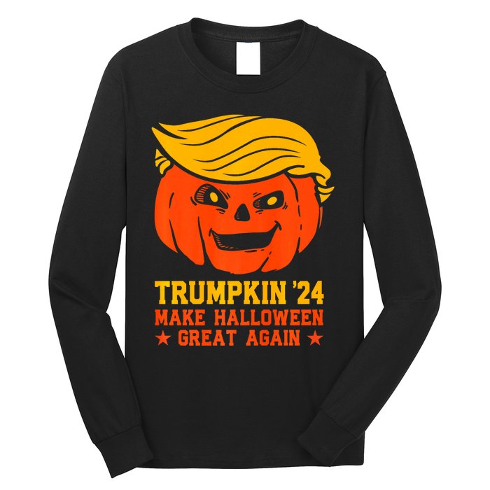 Trumpkin 24 Make Halloween Great Again Funny Trump 2024 Design Long Sleeve Shirt