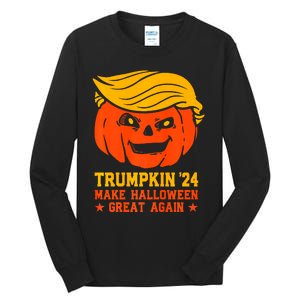 Trumpkin 24 Make Halloween Great Again Funny Trump 2024 Design Tall Long Sleeve T-Shirt