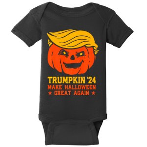 Trumpkin 24 Make Halloween Great Again Funny Trump 2024 Design Baby Bodysuit