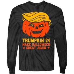 Trumpkin 24 Make Halloween Great Again Funny Trump 2024 Design Tie-Dye Long Sleeve Shirt