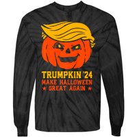 Trumpkin 24 Make Halloween Great Again Funny Trump 2024 Design Tie-Dye Long Sleeve Shirt