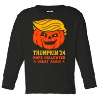 Trumpkin 24 Make Halloween Great Again Funny Trump 2024 Design Toddler Long Sleeve Shirt