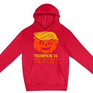 Trumpkin 24 Make Halloween Great Again Funny Trump 2024 Design Premium Pullover Hoodie