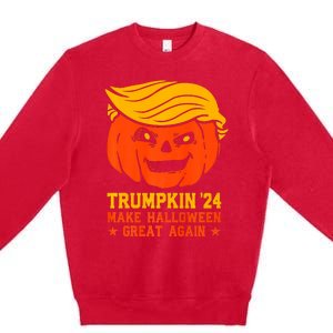 Trumpkin 24 Make Halloween Great Again Funny Trump 2024 Design Premium Crewneck Sweatshirt