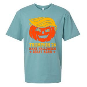 Trumpkin 24 Make Halloween Great Again Funny Trump 2024 Design Sueded Cloud Jersey T-Shirt