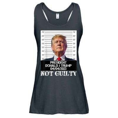 Trump 2024 Mugshot President Free Donald Trump Not Guilty Ladies Essential Flowy Tank