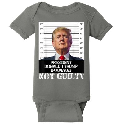 Trump 2024 Mugshot President Free Donald Trump Not Guilty Baby Bodysuit