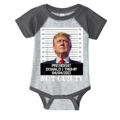 Trump 2024 Mugshot President Free Donald Trump Not Guilty Infant Baby Jersey Bodysuit