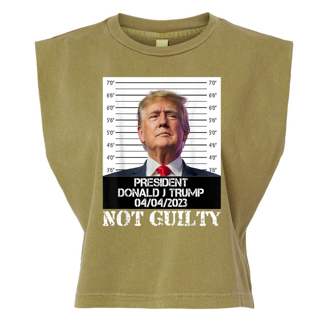 Trump 2024 Mugshot President Free Donald Trump Not Guilty Garment-Dyed Women's Muscle Tee