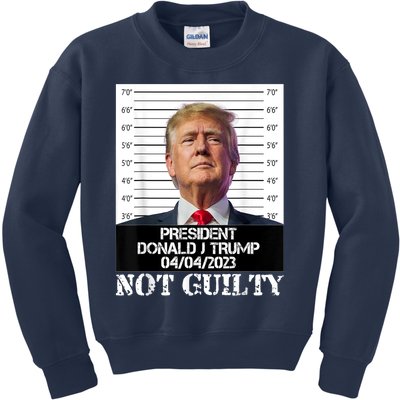 Trump 2024 Mugshot President Free Donald Trump Not Guilty Kids Sweatshirt