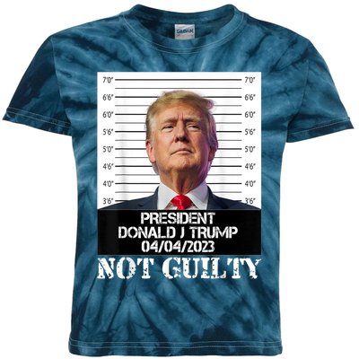 Trump 2024 Mugshot President Free Donald Trump Not Guilty Kids Tie-Dye T-Shirt