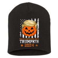 Trumpkin 2024 Make Halloween Great Again American Flag Design Short Acrylic Beanie