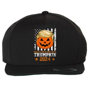 Trumpkin 2024 Make Halloween Great Again American Flag Design Wool Snapback Cap