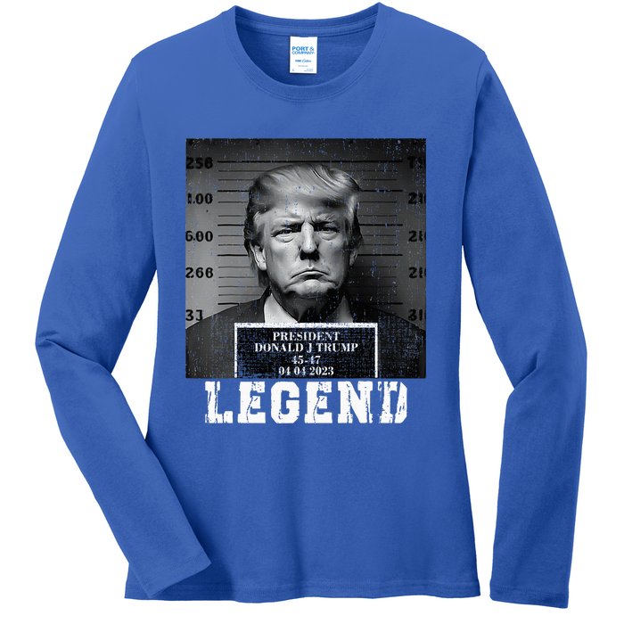 Trump 2024 Mugshot President Legend Ladies Long Sleeve Shirt