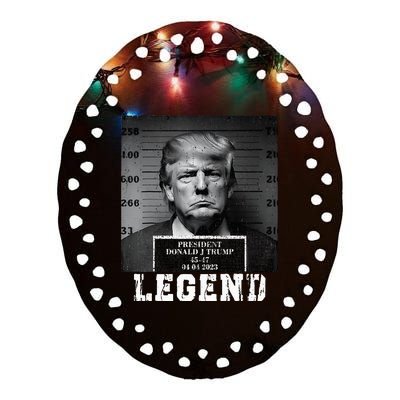 Trump 2024 Mugshot President Legend Ceramic Oval Ornament