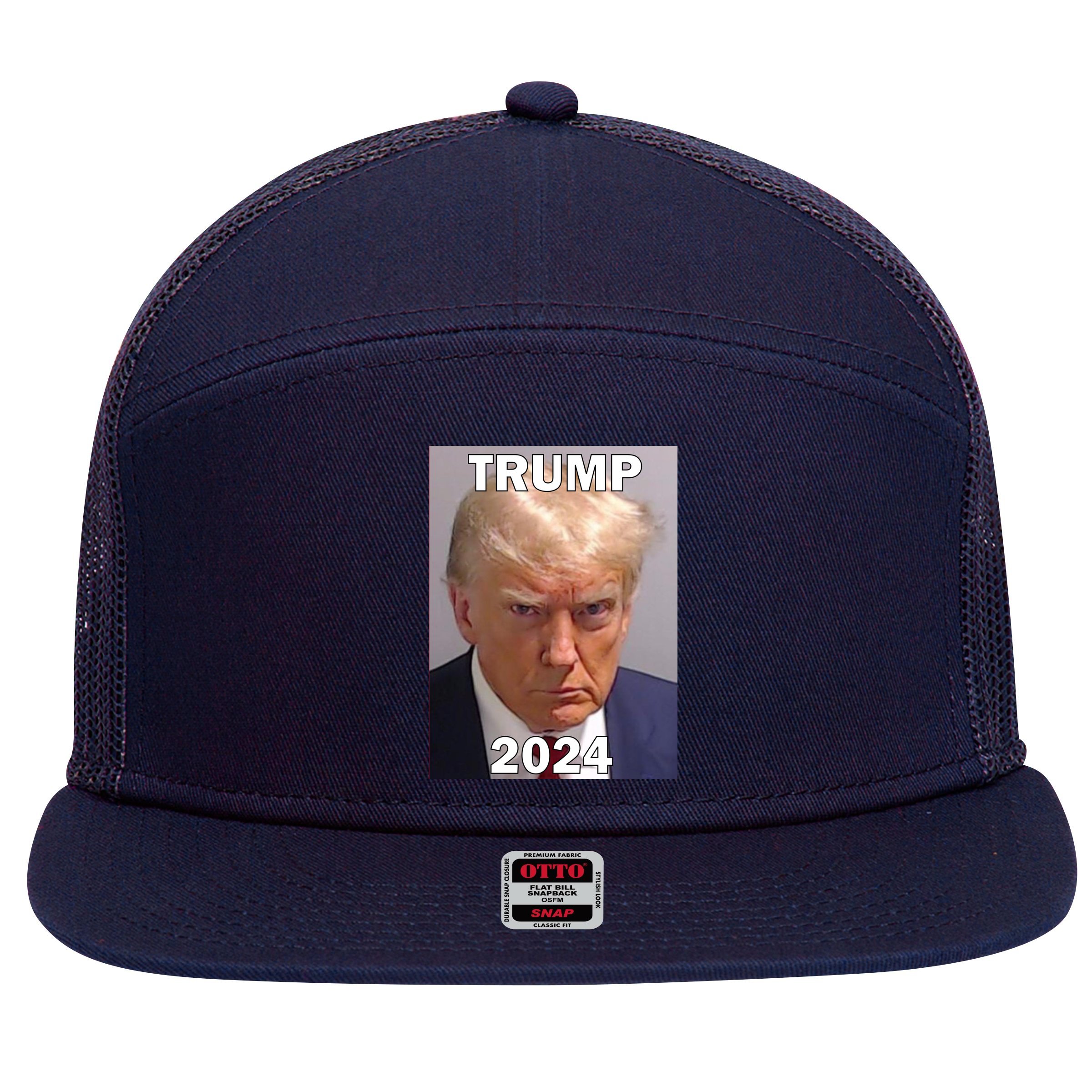 Trump 2024 Mugshot 7 Panel Mesh Trucker Snapback Hat