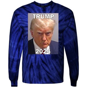 Trump 2024 Mugshot Tie-Dye Long Sleeve Shirt