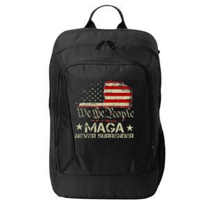 Trump 2024 Maga Never Surrender Us American Flag City Backpack