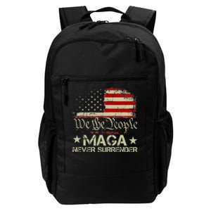 Trump 2024 Maga Never Surrender Us American Flag Daily Commute Backpack