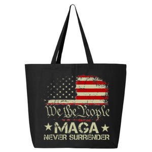 Trump 2024 Maga Never Surrender Us American Flag 25L Jumbo Tote