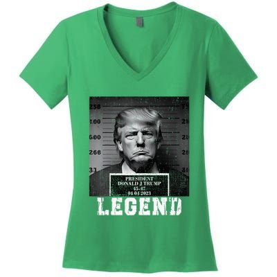 Trump 2024 Mugshot President Legend Women's V-Neck T-Shirt