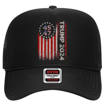 Trump 2024 Mugshot President Legend High Crown Mesh Back Trucker Hat