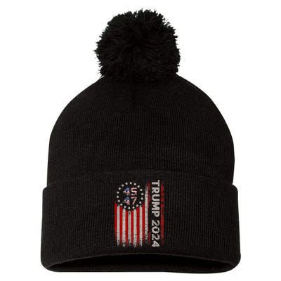 Trump 2024 Mugshot President Legend Pom Pom 12in Knit Beanie