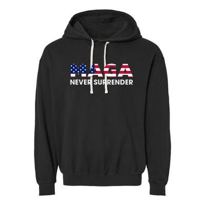 Trump 2024 Maga Never Surrender Garment-Dyed Fleece Hoodie