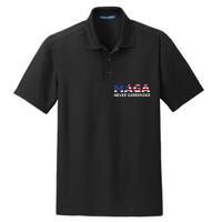 Trump 2024 Maga Never Surrender Dry Zone Grid Polo