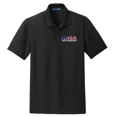 Trump 2024 Maga Never Surrender Dry Zone Grid Polo