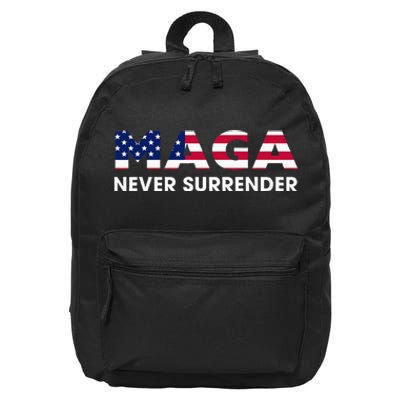 Trump 2024 Maga Never Surrender 16 in Basic Backpack