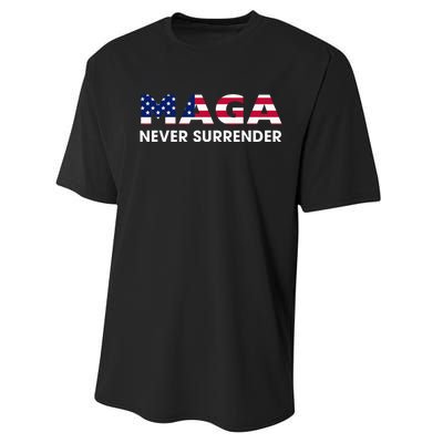 Trump 2024 Maga Never Surrender Performance Sprint T-Shirt