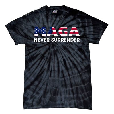 Trump 2024 Maga Never Surrender Tie-Dye T-Shirt