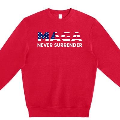 Trump 2024 Maga Never Surrender Premium Crewneck Sweatshirt