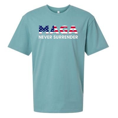 Trump 2024 Maga Never Surrender Sueded Cloud Jersey T-Shirt