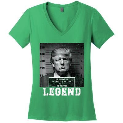 Trump 2024 Mugshot President Legend Women's V-Neck T-Shirt