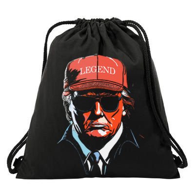 Trump 2024 Mugshot President Legend Drawstring Bag