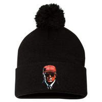 Trump 2024 Mugshot President Legend Pom Pom 12in Knit Beanie