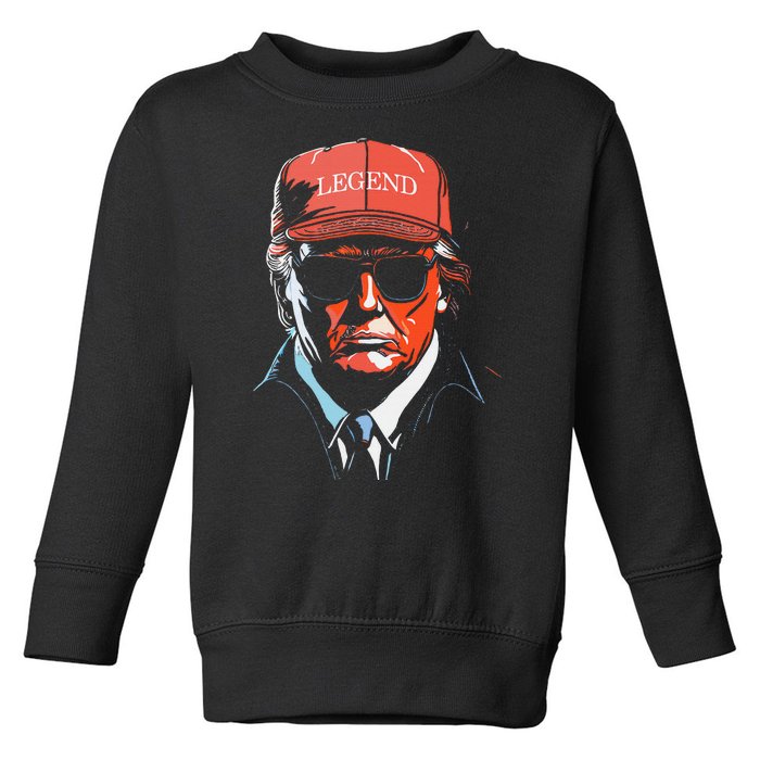 Trump 2024 Mugshot President Legend Toddler Sweatshirt