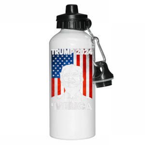 Trump 2024 Merica America Flag 4th Of July Support Trump Cute Gift Aluminum Water Bottle