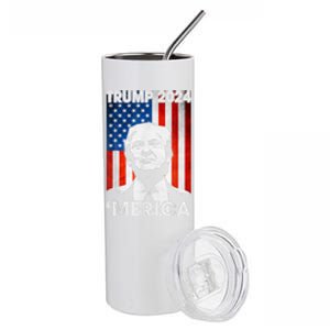 Trump 2024 Merica America Flag 4th Of July Support Trump Cute Gift Stainless Steel Tumbler