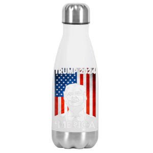 Trump 2024 Merica America Flag 4th Of July Support Trump Cute Gift Stainless Steel Insulated Water Bottle