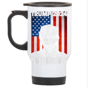 Trump 2024 Merica America Flag 4th Of July Support Trump Cute Gift Stainless Steel Travel Mug