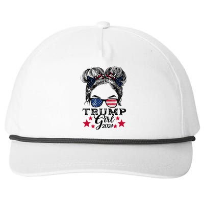 Trump 2024 Messy Bun American Flag Trump 2024 Gift Snapback Five-Panel Rope Hat