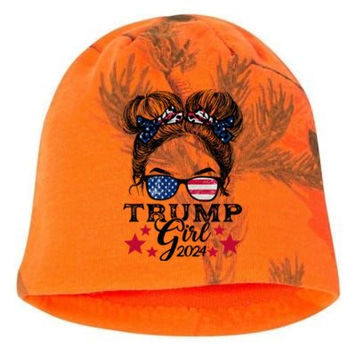 Trump 2024 Messy Bun American Flag Trump 2024 Gift Kati - Camo Knit Beanie