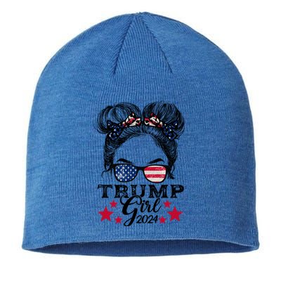 Trump 2024 Messy Bun American Flag Trump 2024 Gift Sustainable Beanie