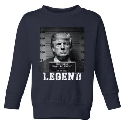 Trump 2024 Mugshot President Legend Toddler Sweatshirt